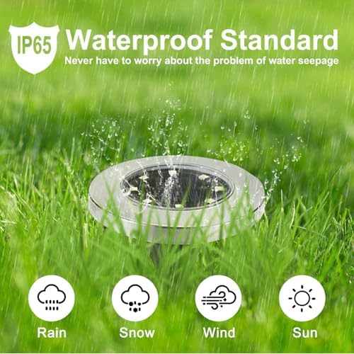 4.6 Inch Diameter Solar Ground Lights, Waterproof Solar Garden Lights, Outdoor Garden Waterproof Bright in-Ground Light, Landscape Lighting for Pathway,Yard,Lawn,Patio,Walkway (16 Pack White Light) - Image 3