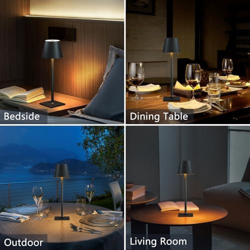 Fizrice Cordless Table Lamp Rechargeable Black 4 Pack Battery Operated - Image 2