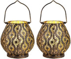 TRIROCKS Set of 2 Moroccan Decorative Lamps 8'' High Cordless Lamp Metal Table Lamps with Fairy Lights Bulb for Home Living Room Garden Yard Party Events Tabletop Indoor Outdoor(Black) - Image 2