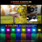 LEREKAM Solar Spotlights Outdoor, 40 LED s Color Changing RGB Waterproof Landscape Lights with 9 Light Modes, Colored Solar Spot Lights Auto On/Off, for Pathway Garden Pool Patio Yard - Image 4