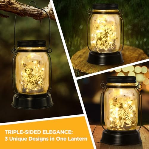 kyoryuger Dalmatian Gifts for Women/Men Dalmatian Solar Lanterns Mom Birthday Spotted Dog Lovers Lantern Pet Loss Firehouse Dog Memorial Lights Solar Garden Decor Yard, Patio,Backyard,Porch Torches - Image 2