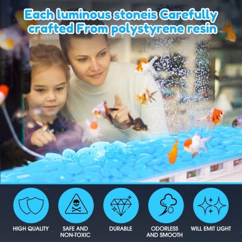 Landical 100 Pcs Large Glow in The Dark Rocks 1.8 Inch Garden Stones,Blue - Image 4