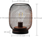 Set of 2 Battery Operated Lamp LED Table Lantern, Brown Metal Cage Cordless Lamps with LED Bulb，Vintage Decorative Outdoor Lantern for Weddings, Parties, Patio, Events for Indoors Shelf Decor - Image 3