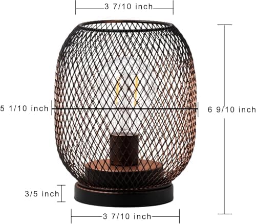 Set of 2 Battery Operated Lamp LED Table Lantern, Brown Metal Cage Cordless Lamps with LED Bulb，Vintage Decorative Outdoor Lantern for Weddings, Parties, Patio, Events for Indoors Shelf Decor - Image 3