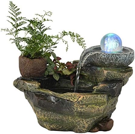 Carved Decorative Resin Fountain Creative Resin Desktop Fountain Desktop Waterfall Aquarium Flowerpot Home Office Club Decoration Gifts for Indoor and Outdoor Fountain Offices (Color : A) by Unknown