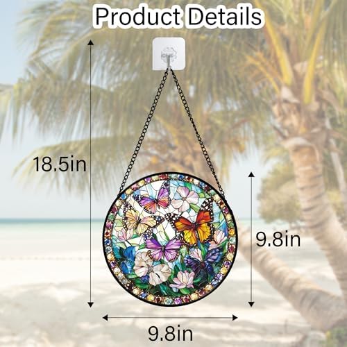 Colorful Butterfly Stained Glass Window Hanging Suncatcher Gifts 9.8" - Image 7