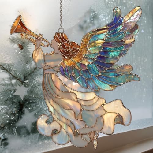 Whistle Angel Mosaic Style Tiffany Effect Acrylic Suncatcher - Image 3