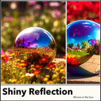 10 Inch Stainless Steel Gazing Globe,v2croft Hollow Ball Mirrored Surface Polished Shiny Sphere,Garden Stainless Steel Gazing Ball for Outdoor Lawn Pond Yard Ornament(rainbow) - Image 4