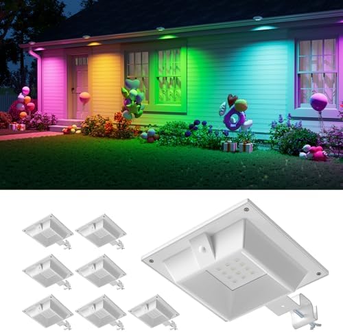 FALOVE 8 Pack Color Changing Solar Gutter Lights Outdoor Decor Waterproof by FALOVE