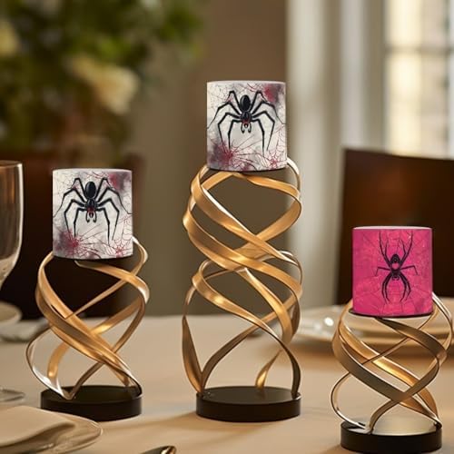 Flameless Candles with Remote Timer, Battery Operated Spider Web Flickering LED Electric Pillar Candles Set of 4 Halloween Decorations - Image 4