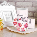 Happy Mother's Day Decor Flameless Candles Set of 2 Battery Operated with Timer Remote Control LED Pillar Candles Pink Tulips Flower Gifts for Mom - Image 3