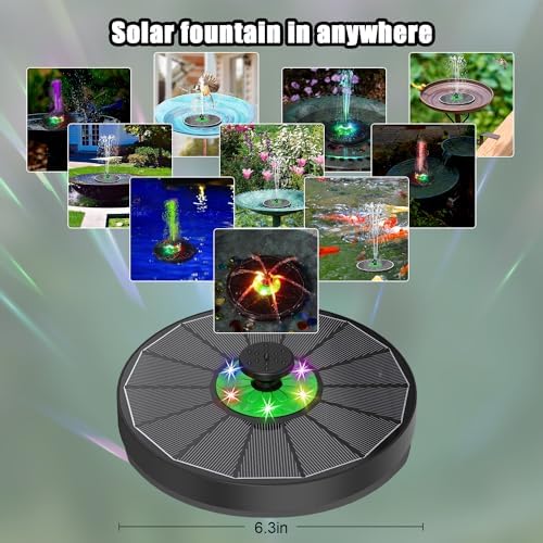 Yzert Glass Solar Fountain Floating 3.5W 2200mAh, Colorful LED, Bird Bath - Image 2