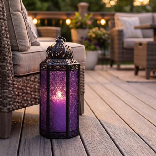 Vela Lanterns Decorative Indoor Tall Floor Candle Holder, Purple, XL - Image 6