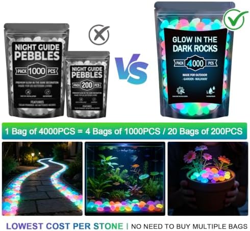4000 pcs Glow in The Dark Rocks Outdoor Rocks for Landscaping - Image 3