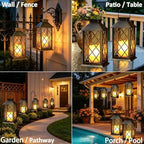 2 Pack 14" Large Tempered Glass Solar Lanterns Outdoor Waterproof, Bronze - Image 3