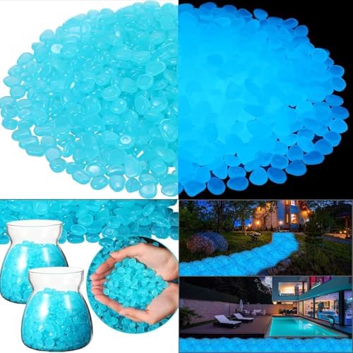 Colorful Glow-in-the-Dark Garden Stone, Night Guide Luminous Pebbles, Glowing Garden Stones, Rainbow Glow in the Dark Stepping Rocks for Landscaping Fish Tank Aquarium Walkway Decor (Blue,1000pcs) - Image 3