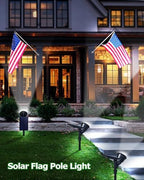 Solar Spot Lights Outdoor Waterproof, 18 LED 2 Mode Brightness Solar Spotlights Dusk to Dawn Landscape Lighting Flag Pole Lights for Garden Yard Tree Pool Sign Pathway, 4pack(Cool White) - Image 2