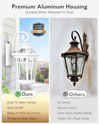 Dawn to Dusk Outdoor Light Fixture, White Front Porch Lights Wall Mount, Exterior Sconce Light with E26 Socket, Anti-Rust Coach Lights for Garage, Waterproof Outdoor Lighting for House, Patio - Image 4