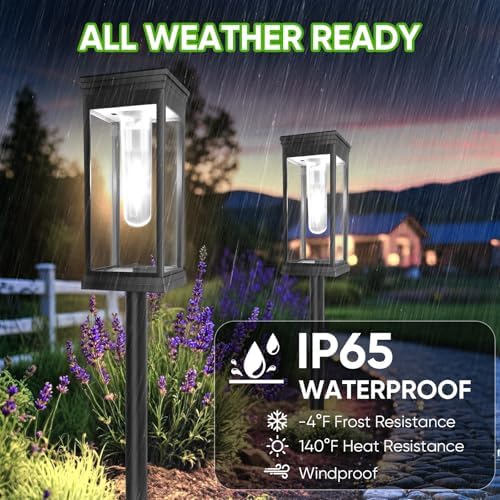 8 Pack Solar Pathway Lights Outdoor,IP65 Waterproof - Bright Solar Lights Outdoor,Auto On/Off Pathway Lights Solar Powered,Solar Path Lights for Walkway Driveway Garden (Cool White) - Image 3