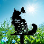Custom Longhair Cat Memorial Stake, Floral Cat with Butterfly Grave Marker, Personalized Pet Loss Gift Metal Garden Plaque (Floral Cat With Butterfly) - Image 5