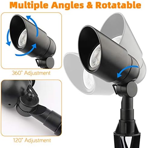 Landscape Lighting 12V 5W LED Landscape Spotlight Cast-Aluminum Waterproof Outdoor Low Voltage 450 Lumen Warm White for Garden, Lawn, Porch, Patio and Yard (2 Pack, Black) - Image 2