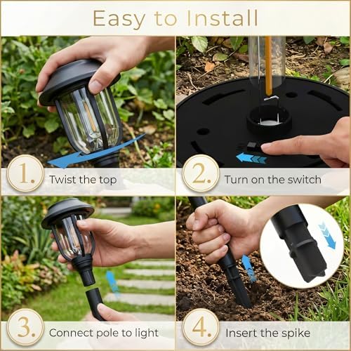Solar Pathway Lights Outdoor 8 Pack, Warm White Solar Path Lights, Waterproof Energy Efficient Landscape Lights Decorative Auto On/Off, Solar Garden Lights for Yard Walkway Driveway Patio - Image 6