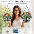 Statement Deluxe Bundle | Stained Glass Window Hanging, Tree of Life 3D Embossed Diamond Glass Suncatcher, 7-Piece Spiritual Gift Set with Crystal Pendant & Invisible Hooks - Image 5