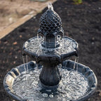 XBrand 44" H Fiberglass/Resin 2-Tier Solar Water Fountain w/Solar Panel and Auto-Shut Off Pump, Solar Garden Fountain, Tall Outdoor Fountain, Two Tiered Birdbath Fountain, Black - Image 4