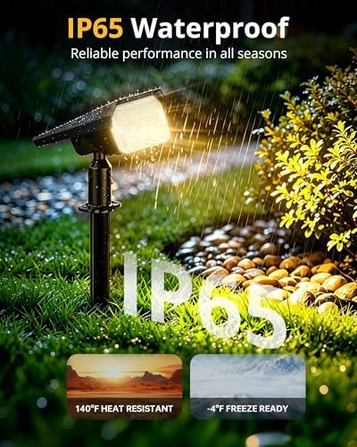 Solar Lights Outdoor Waterproof IP65, 56 LED 3 Lighting Modes Solar Spot Lights Outdoor, Solar Powered Landscape Lighting for Yard Pathway Garden, 4 Pack (Warm White) - Image 6