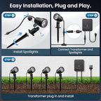 Low Voltage Landscape Lights Kit, Plug & Play 3W Warm White, 4-Pack - Image 4