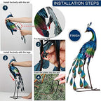 TERESA'S COLLECTIONS Garden Decor, Peacock Yard Decor, Elegant Peacock with Colorful Painting,18", Waterproof Metal Outdoor Statues, Garden Gifts, Birthday Gifts for Women Mom - Image 6