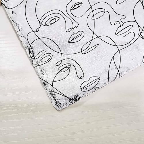 Abstract Welcome Wall Hanging Sign- Modern Art Sketch Lines Style Slate Hanging Plaques for Front Door Porch Window Farmhouse Garden 5.1" x 7.9" Wall Home Decor - Image 5