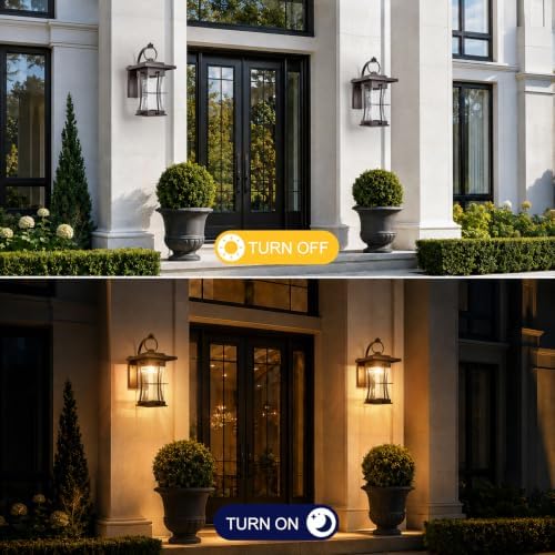20" H Extra Large Outdoor Sconce Oil Rubbed Bronze Villa Front Door Wall Light XLarge Deep Brown Exterior Wall Lantern Waterproof Mission Light Fixtures with Seeded Glass for Porch Garage Coach Light - Image 5