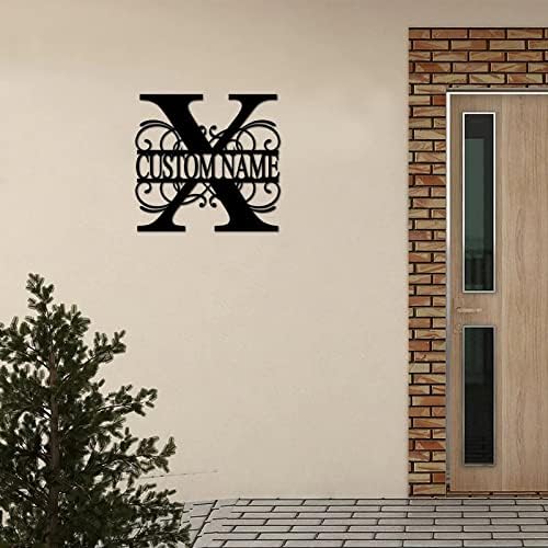 X Custom Name Initial Letter Monogram Metal Sign Modern Iron Metal Wall Sculpture Artwork Sign Distressed Metal Door Hanger Sign Bar Sign for Backyard Workshop Cottage Home Decor 24 Inch - Image 6