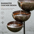 Rain Catcher Bird Bath for Outdoors, 3-Tier Metal Garden Stake Bird Bath, Rustic Rainwater Catcher Garden Decor, Bird & Butterfly Water Station for Yard, Patio, Flower Bed, Lawn and Garde (Bronze) - Image 4