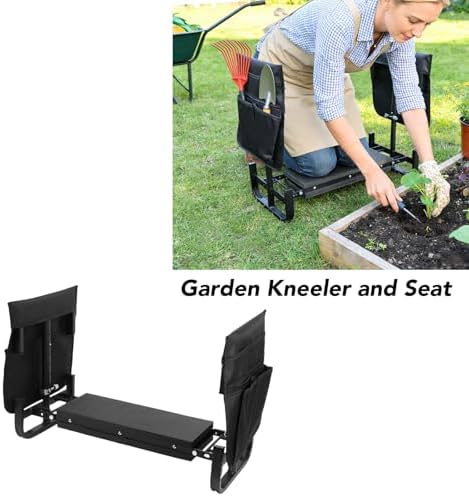 Estink Garden Kneeler Seat, Adjustable Height Foldable Stool with Tool Pouches for Gardening Camping and Picnics, Durable Carbon Steel Construction, Perfect for Outdoor Activities (Black) - Image 4