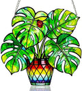 Plant Suncatcher Glass, Stained Glass Suncatcher Plant Window Hanging, Unique Nature Lover Gifts Leaf (Monstera) by StainedGlassArtware