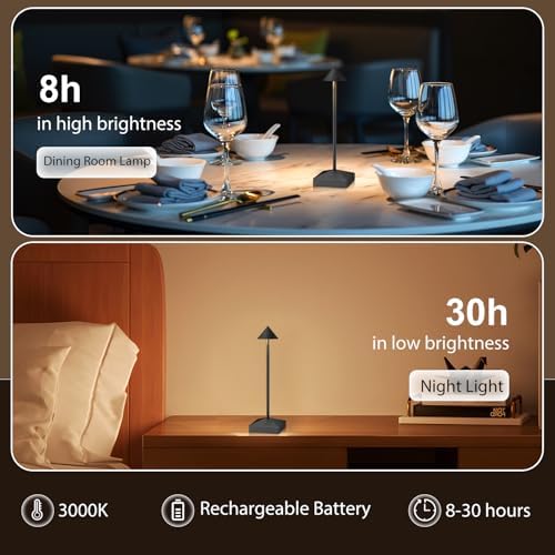 3 Pack Small Black Rechargeable Cordless Table Lamps Dimmable - Image 7