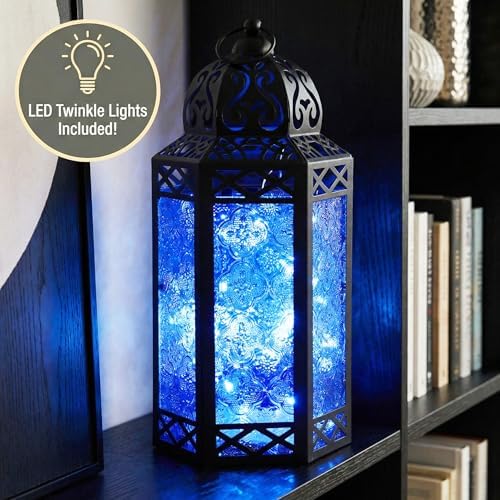 Vela Lanterns Decorative Indoor Fairy Light Candle Holder, Blue, L - Image 2