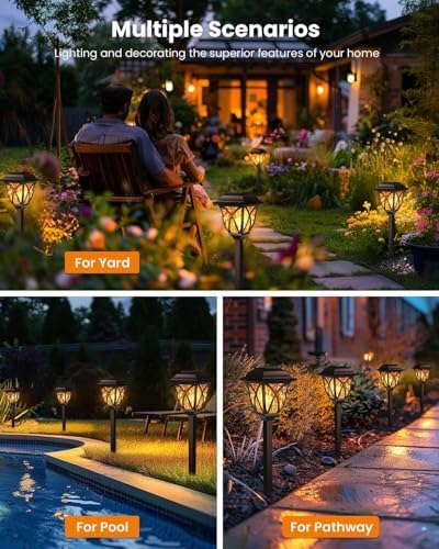 6 Pack Solar Lights (Solar Lights Outdoor Garden Flickering Flame) - Image 3