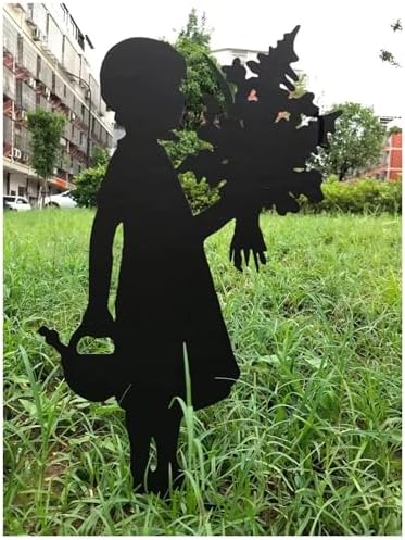 Butterfly Girl Silhouette Sculpture, Metal Garden Stake Outdoor Decor, Shadow Art Figurines for Yard Patio Lawn Home Garden Decoration(C) by Unknown