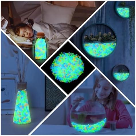 Decorative Rocks 500pcs Luminous Stones Glow in The Dark Rocks Outdoor Decorative Stones Garden Pebbles Glowing Rocks DIY(Color3) - Image 3