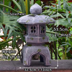 Japanese Pagoda Solar Light Garden Statue Japanese Buddha Sculpture Lantern Zen Decor,White (Color:White,Grey) - Image 6