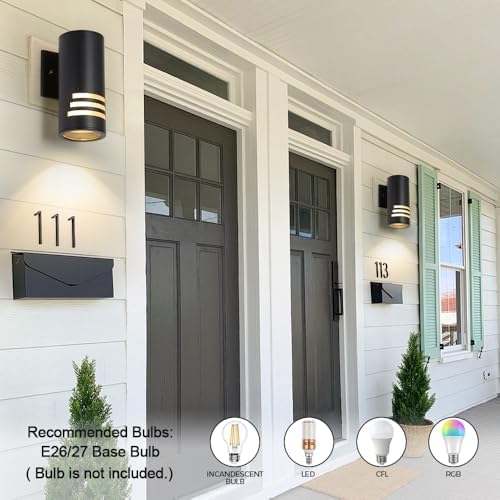 Cerdeco 8.7” Stainless Steel Cylinder Outdoor Wall Sconces Black - Image 4