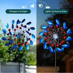 Solar Wind Spinners Outdoor, Colorful Large Garden Wind Spinners with Stake, Lawn Decor Windmill for Yard, Patio, Backyard (24'' W x 88'' H) - Image 2