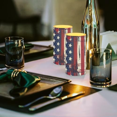 American Flag Flameless LED Candles USA Flag Battery Operated Candles with Timer Independence Day LED Pillar Battery Tea Lights for Holiday Memorial Day Decor - Pack of 2 - Image 3