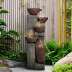 SunJet 5-Tier Cascading Indoor/Outdoor Water Fountain with LED Lights - 39.7" High Large Waterfall Floor Standing Fountain for Garden, Patio, Yard, and Deck Decor - Relaxing Outdoor Water Feature by SunJet