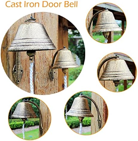 Farmhouse Cast Iron Door Bell Copper Color, Vintage Oversized Dinner Bells, Wall Mounted Hanging Doorbell for Front Door Garden (Size : L) - Image 3