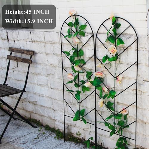 2 Pack Black Metal Garden Trellis 45"H x 15.9"W for Climbing Plants - Image 5