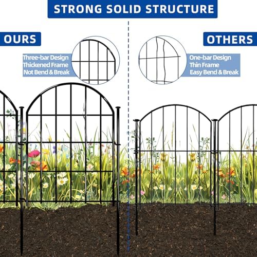 26 Pack Decorative Garden Fence, 22in X 28ft Arched No Dig Fence Border, Garden Edging Border, Rustproof Metal Animal Barrier with Ground Stake for Dog, Rabbit, Outdoor Yard Patio Decor - Image 3